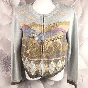 sweater horse buggy Monterey zip up cardigan M / P